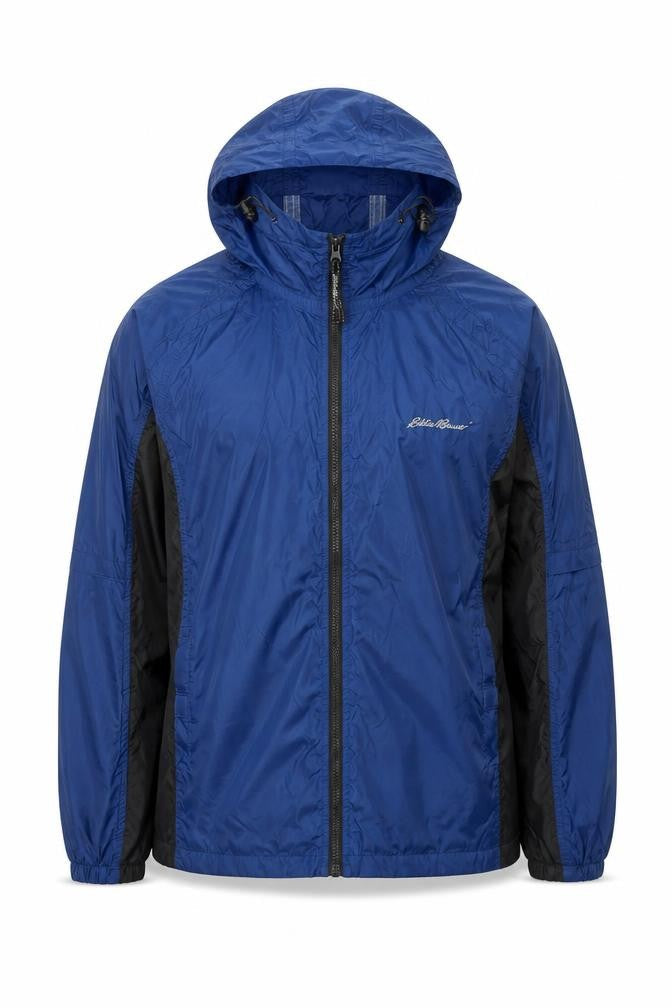 Eddie Bauer Men's Blue M Windbreaker Jacket Hooded Nylon Outdoor