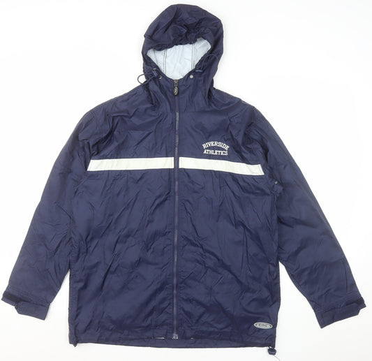 English Bay Men's Blue Hooded Windbreaker Jacket Size S