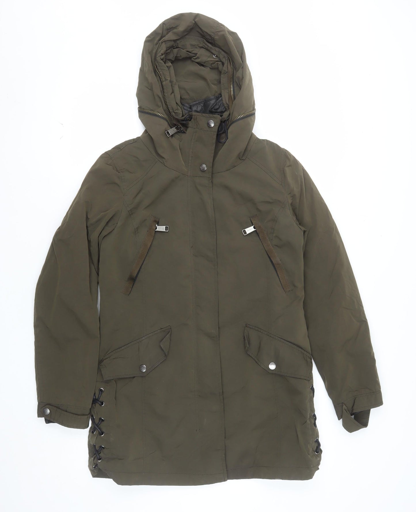 Andrew Marc Men's Green XS Parka Jacket Hooded Nylon Polyester