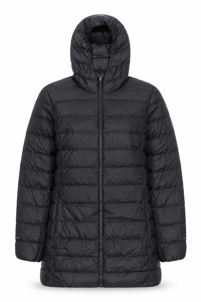 Eddie Bauer Women’s Black Long Hooded Down Puffer Coat Size L