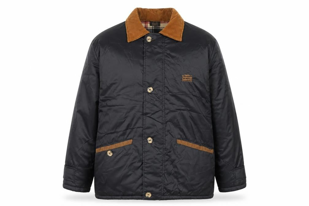 Nazareno Gabrielli Men's Black Quilted Nylon Jacket Size S Classic Cord Collar