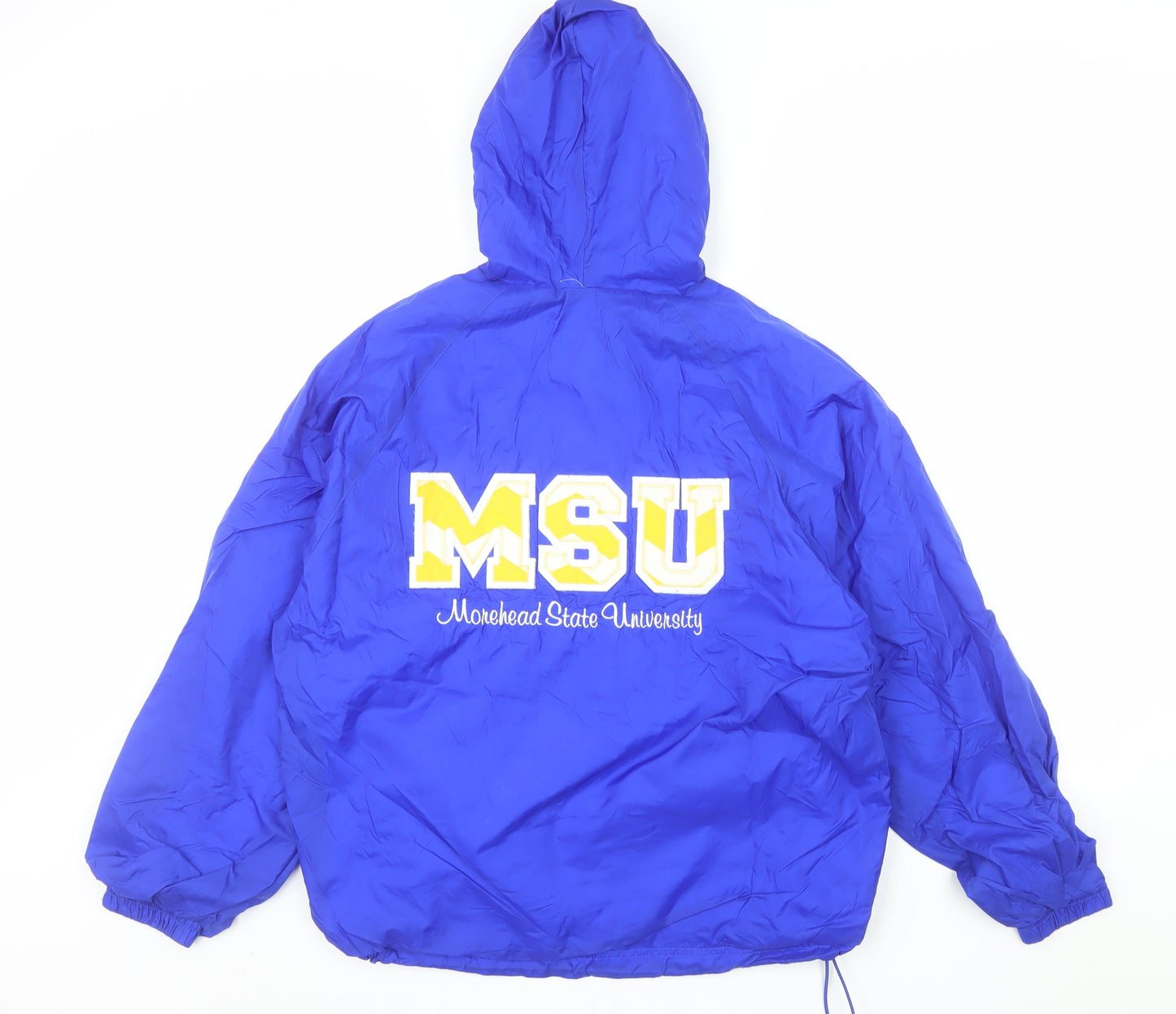 Charles River Apparel Men’s Blue Hooded Windbreaker Jacket Size S MSU Logo