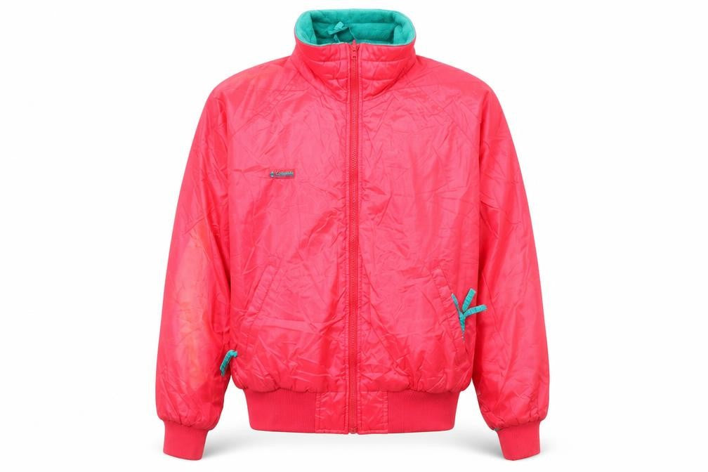 Columbia Mens Red L Bomber Jacket Nylon Lined Windproof Retro Outdoor