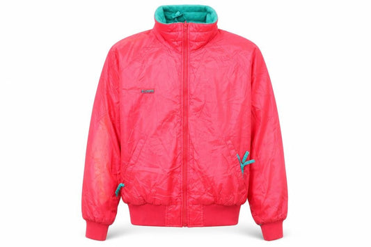 Columbia Mens Red L Bomber Jacket Nylon Lined Windproof Retro Outdoor