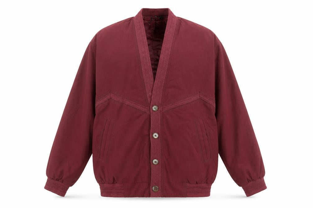 Zero Time Men's Red Bomber Jacket M Shawl Collar Lined Vintage Style