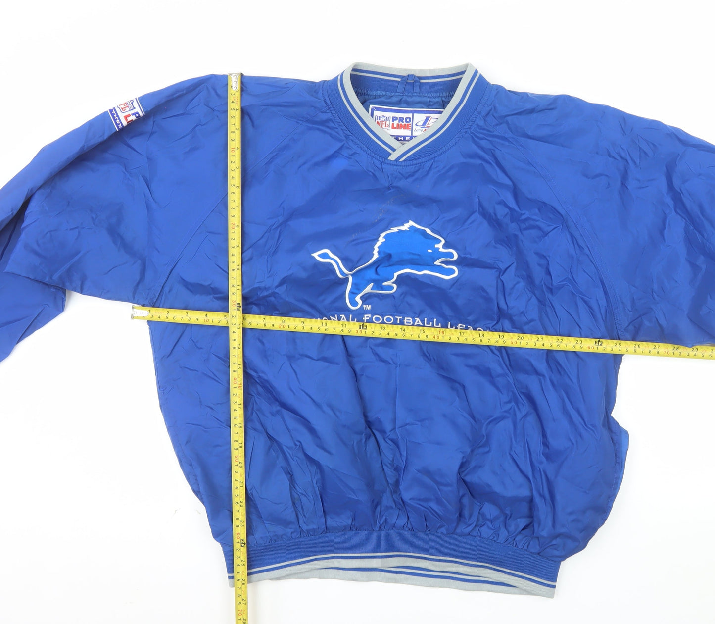 Logo Athletic Men’s Blue V-Neck Pullover Nylon NFL Pro Line Sweatshirt L