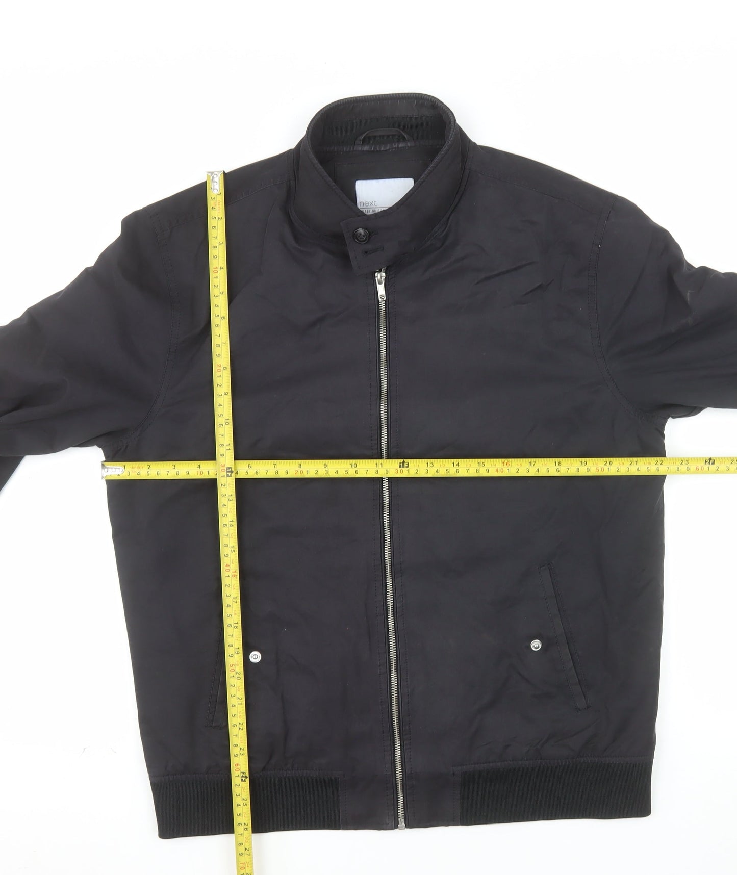 Next Men's Black L Bomber Jacket Full Zip Classic Casual
