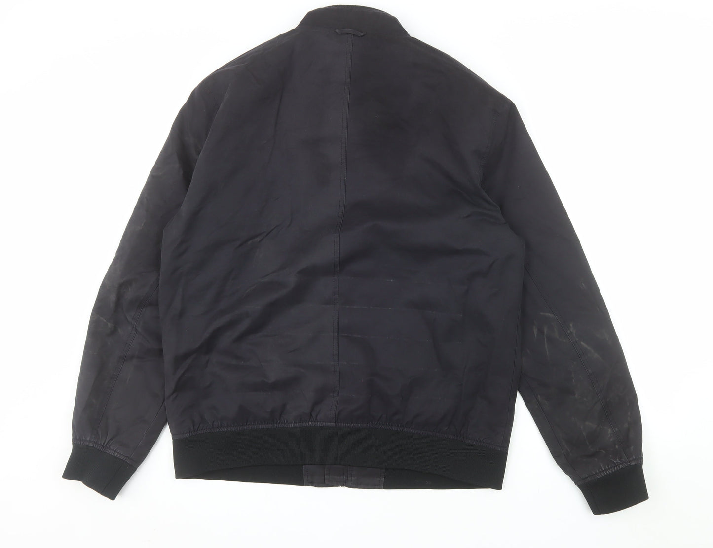 Next Men's Black L Bomber Jacket Full Zip Classic Casual