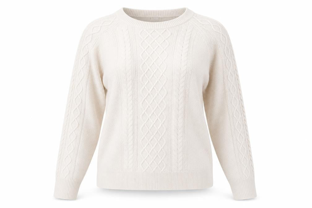 Gap Women’s Beige Cotton Cable Knit Crew Neck Jumper Size L