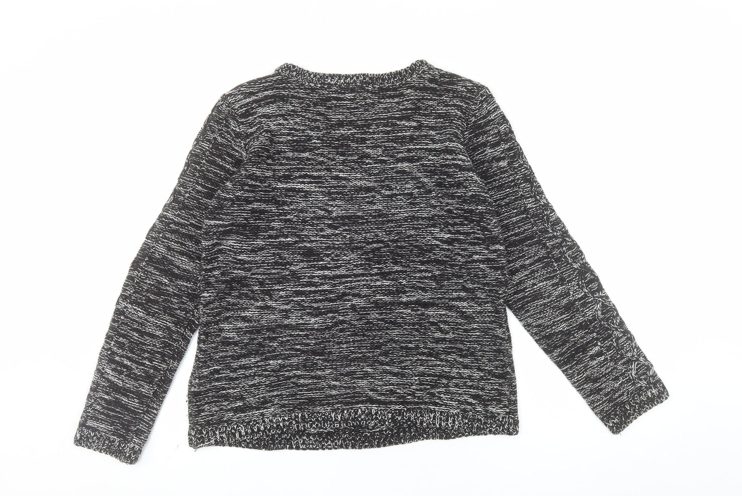 H&M Womens Black Cable-Knit Crew Neck Pullover Jumper Size 12