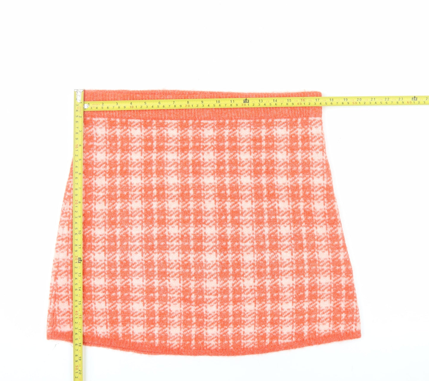 Primark Women Orange Check A-Line Knit Skirt L