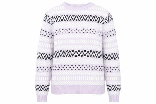 Boohoo Womens Purple Fair Isle Crew Neck Knit Jumper Size L