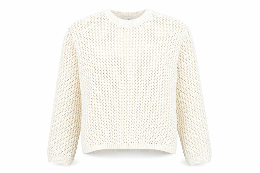 Marks & Spencer Women's Beige Open Knit Cotton Jumper Size S