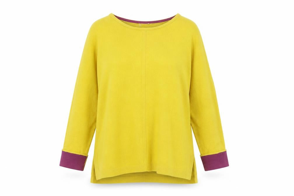 White Stuff Women Yellow Cotton Blend Long Sleeve Pullover Jumper UK 8