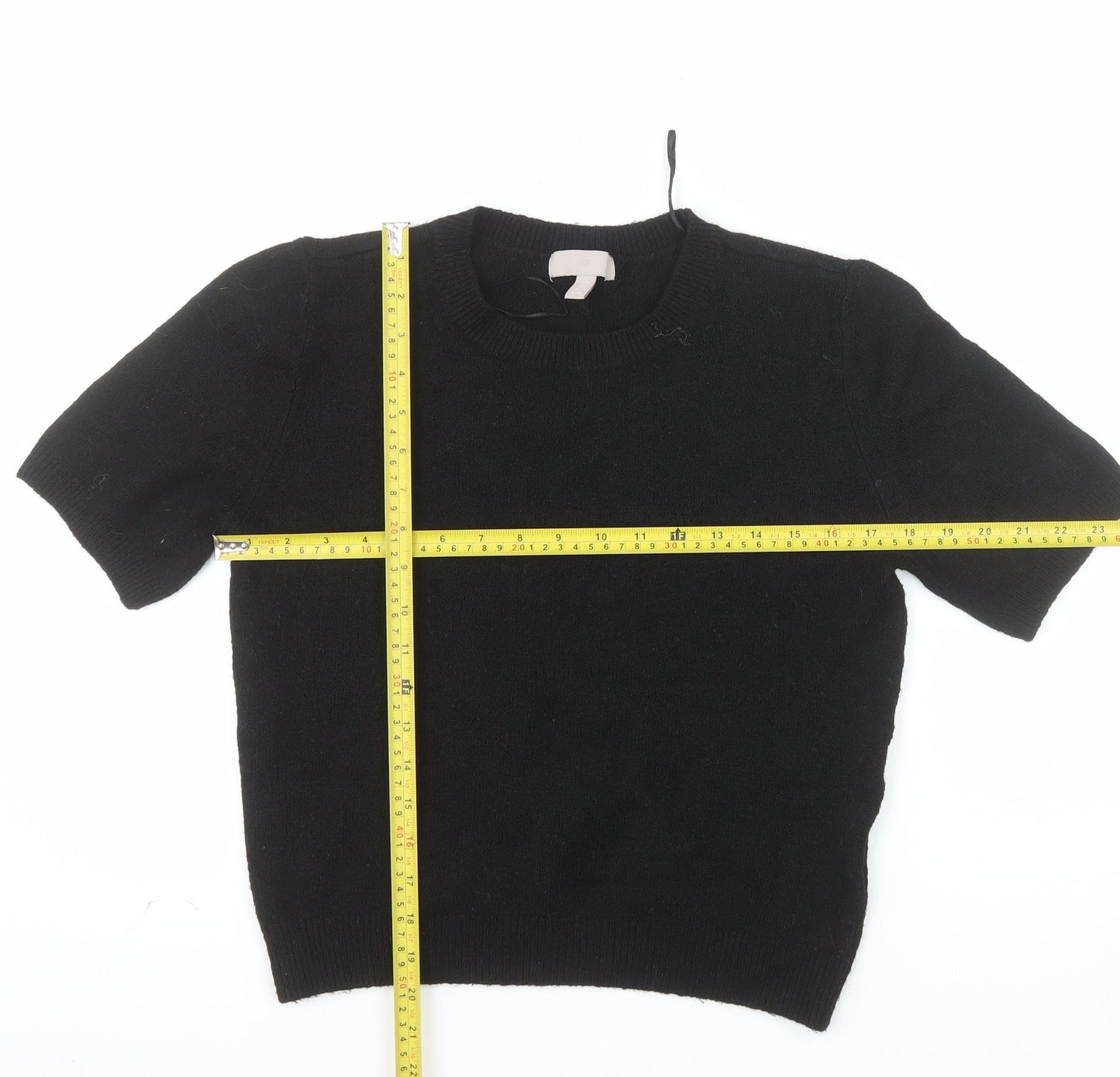 H&M Women’s Black Crew Neck Short Sleeve Pullover Jumper Size M