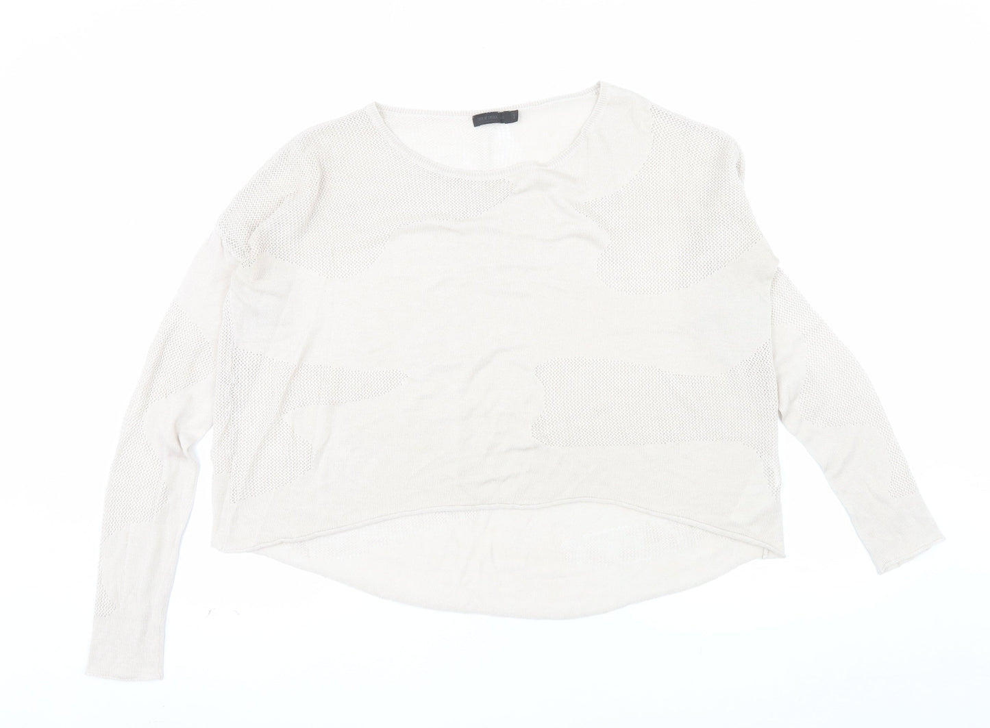 Tiger of Sweden Women Beige Open-Knit Cotton Pullover Jumper Size S