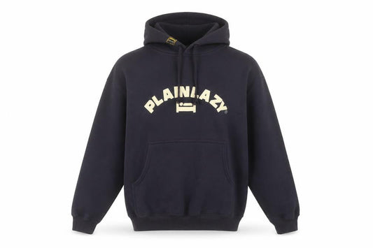 Plain Lazy Mens Black Pullover Hoodie S Graphic Logo Cotton Blend