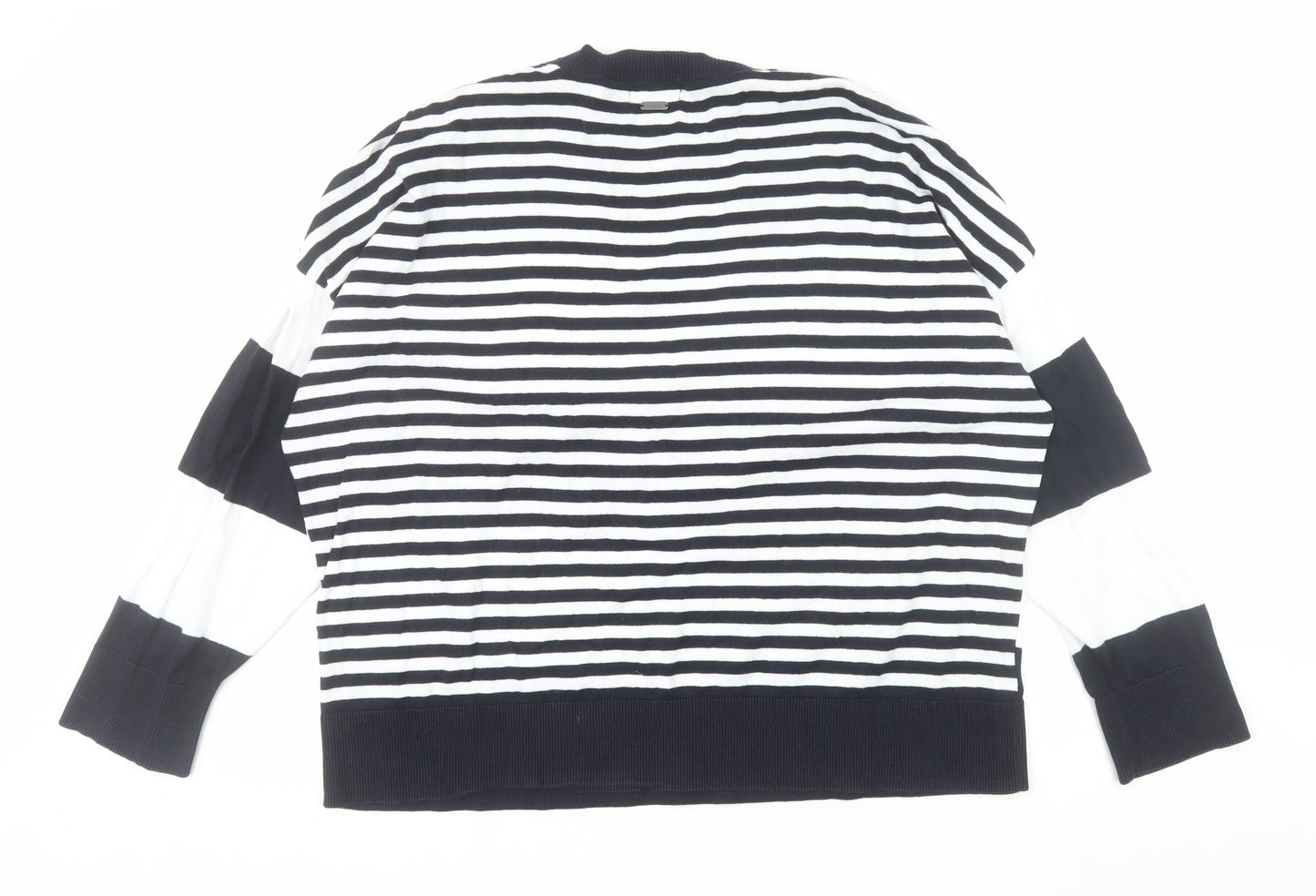 Barbour Women's Blue Striped Cotton Crew Neck Jumper Size 18