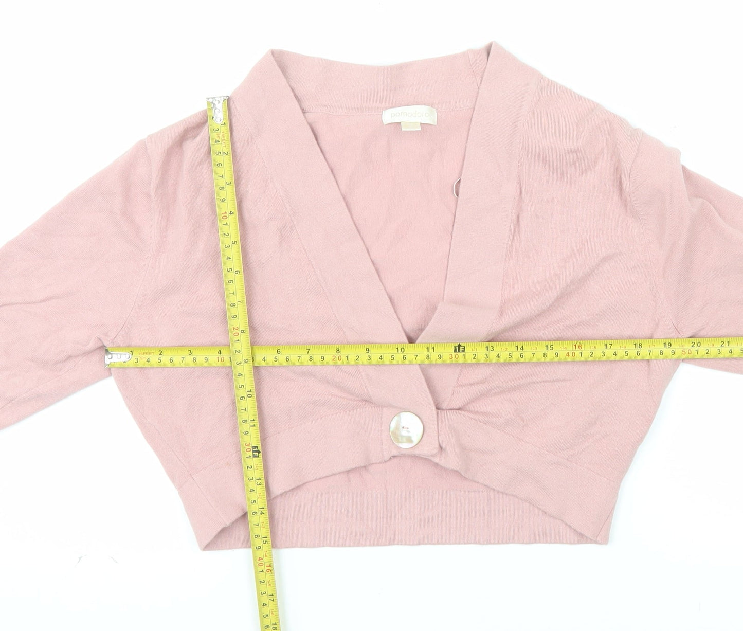 Pomodoro Women Pink Cardigan V-Neck Long Sleeve Knit Size 14