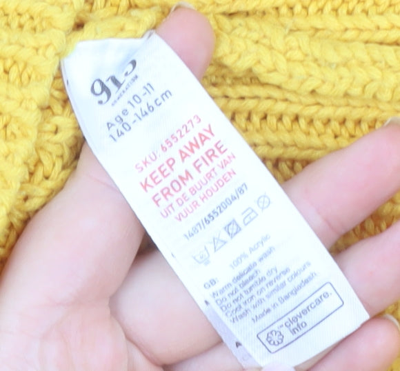 New Look 915 Girls Yellow Acrylic Knit Pullover Jumper Age 10-11 Years