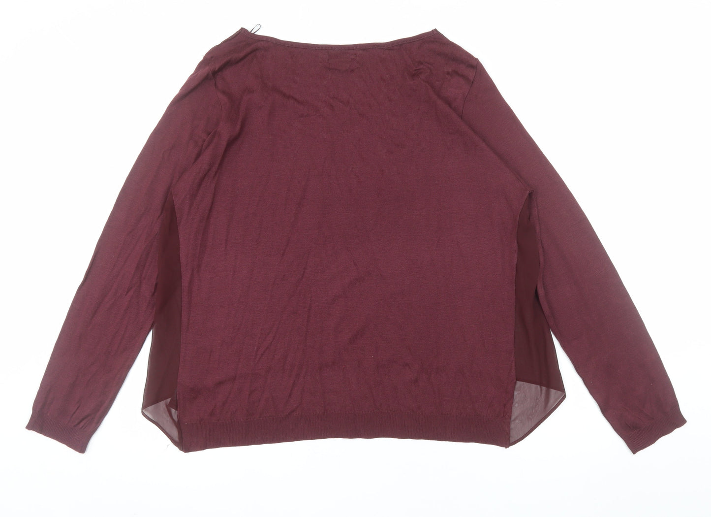 Next Womens Red Long Sleeve Chiffon Layered Blouse Size 18
