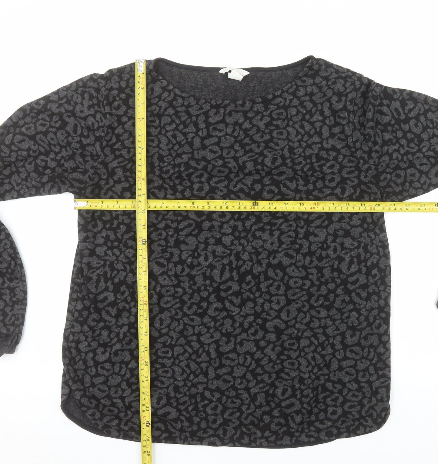 H&M Women’s Black Leopard Print Long Sleeve Pullover Jumper Size 12