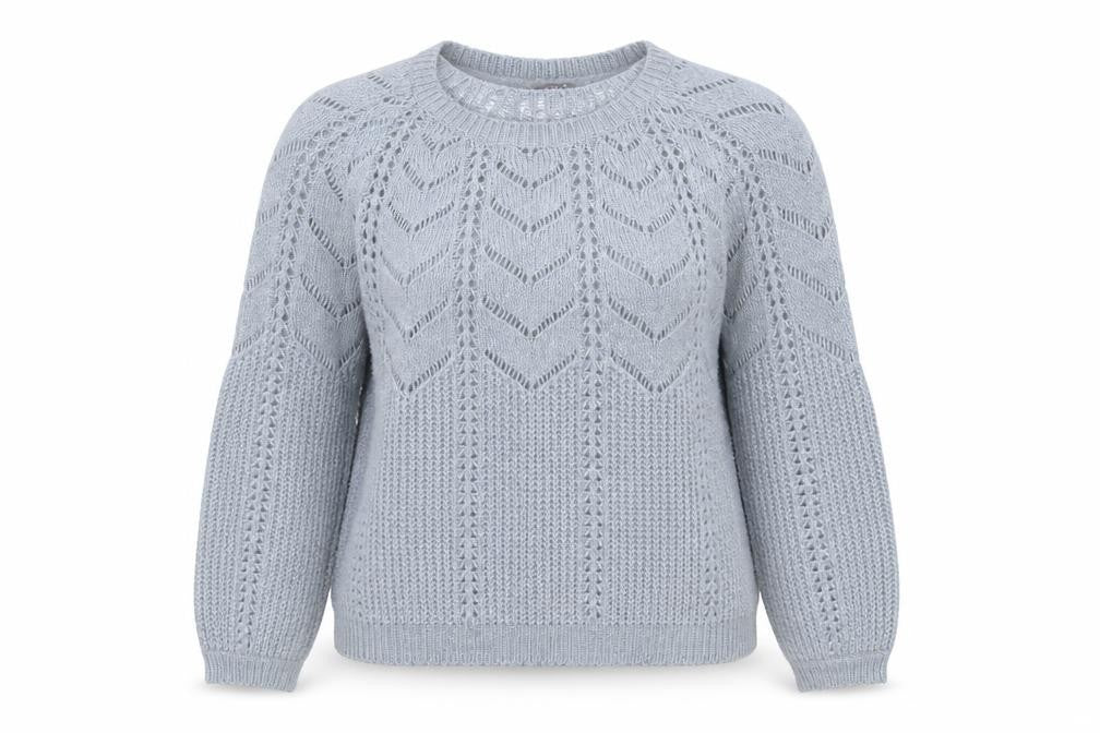 Principles Women Grey Open-Knit Crew Neck Long Sleeve Jumper Size 14