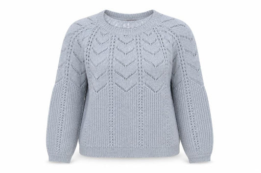 Front view of Principles Women Grey Open-Knit Crew Neck Long Sleeve Jumper, size 14