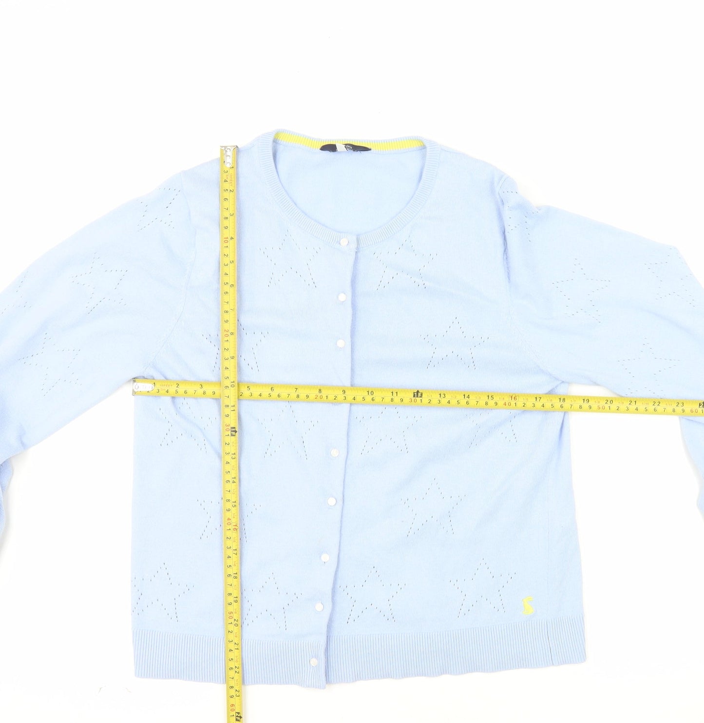Joules Women's Blue Cotton Viscose Button Cardigan Size 14