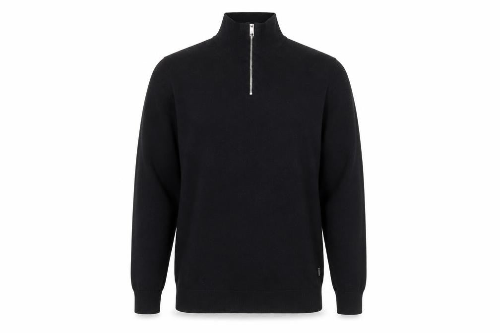 Jack & Jones Men's Black Half Zip High Neck Cotton Blend Jumper M