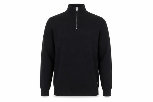 Jack & Jones Men's Black Half Zip High Neck Cotton Blend Jumper M