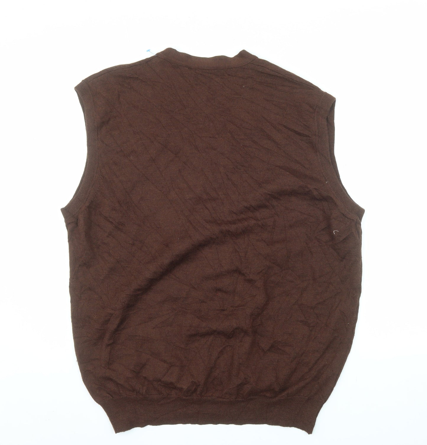 Saks Fifth Avenue Men's Brown Wool Sleeveless Cardigan XL