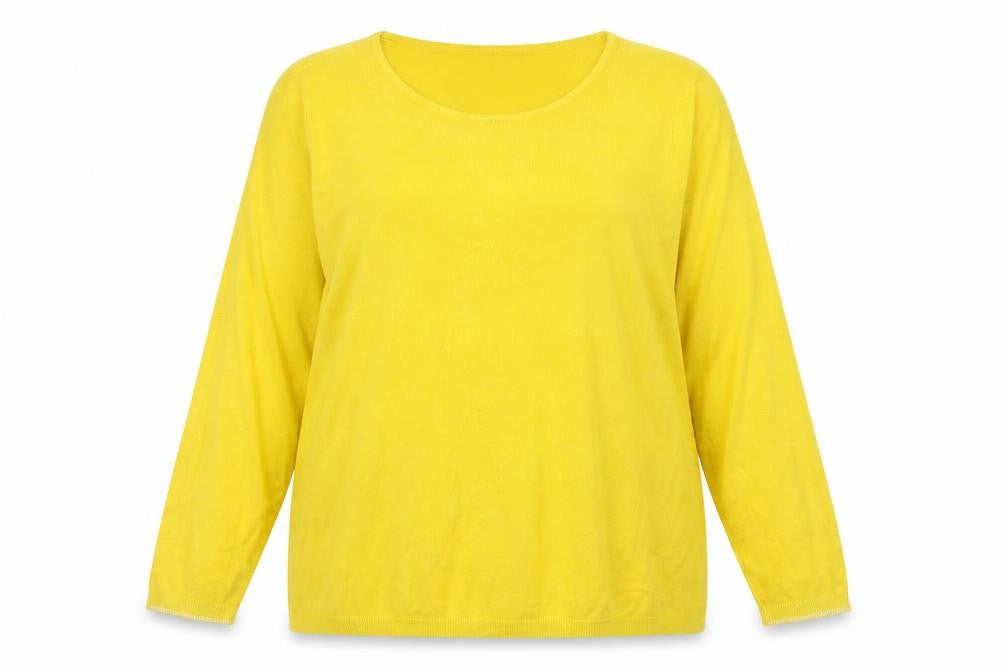 Inextenso Womens Yellow 2XL Round Neck Cotton Pullover Jumper