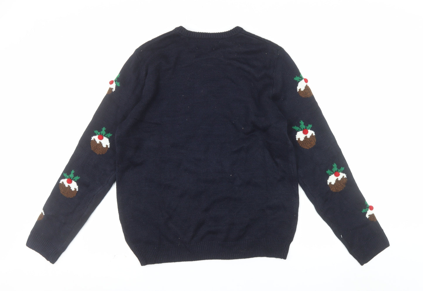 Marks and Spencer Mens Blue Christmas Pudding Jumper Size M