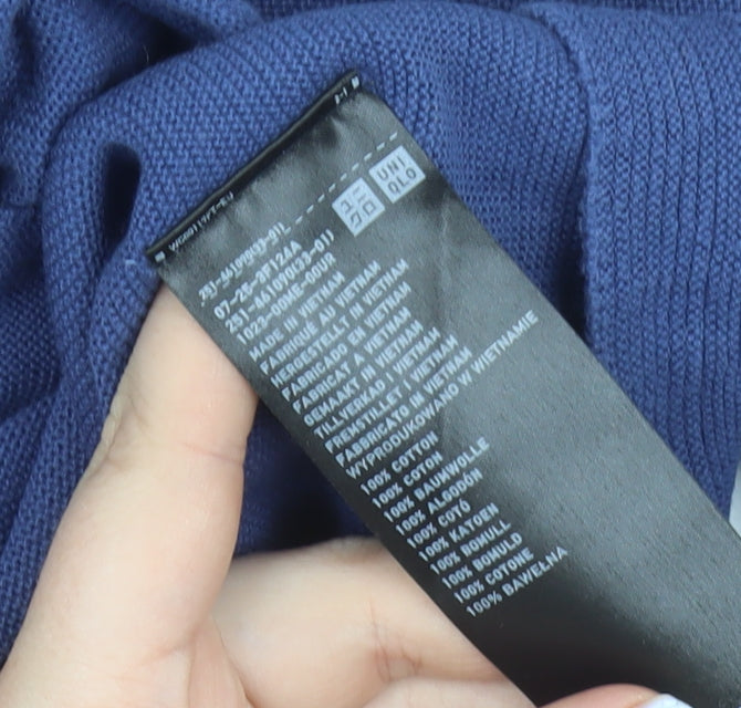 Uniqlo Women Blue Cotton Crew Neck Long Sleeve Pullover Jumper Size M