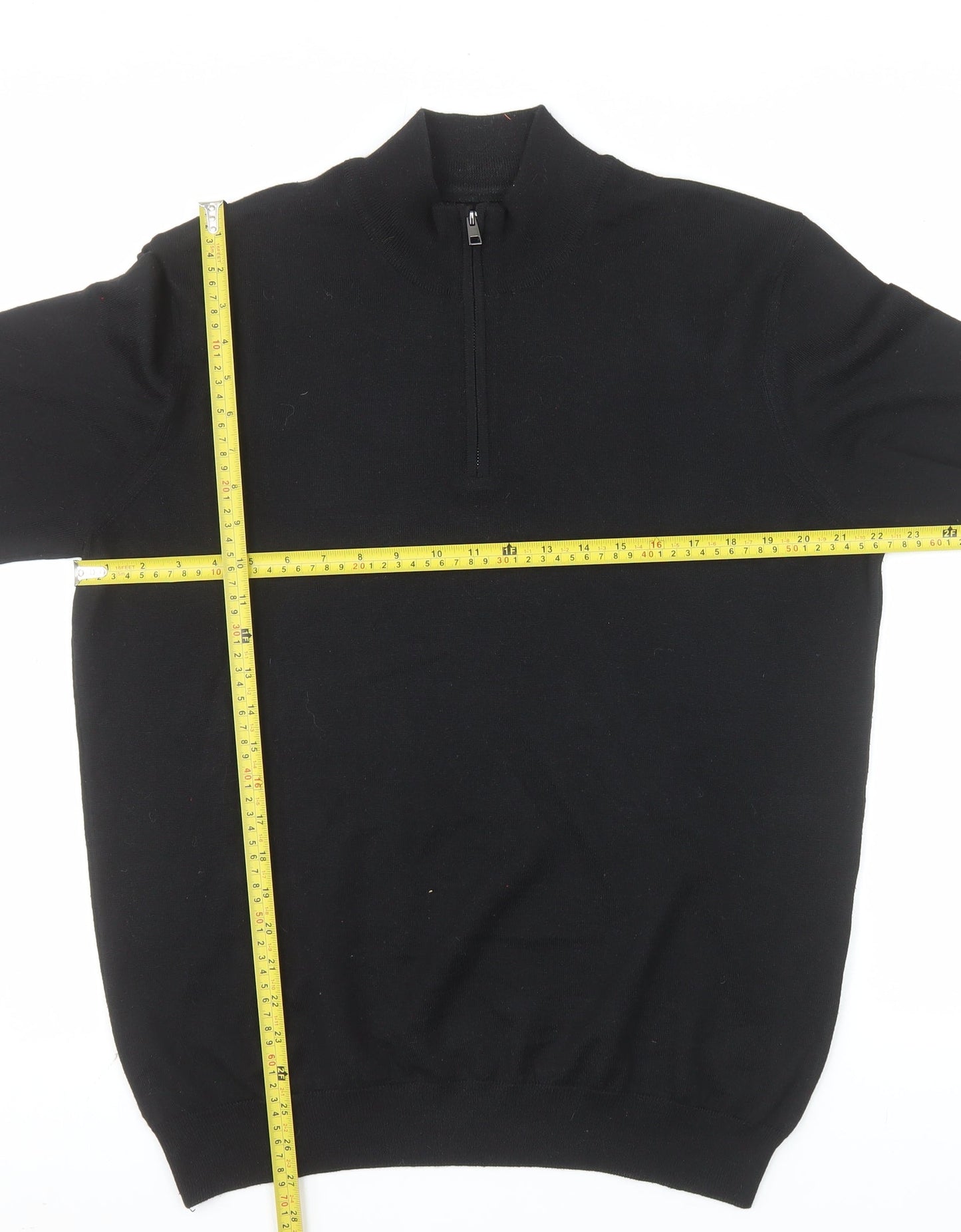 Limehaus Men’s Black 1/2 Zip Wool Blend Jumper Size L