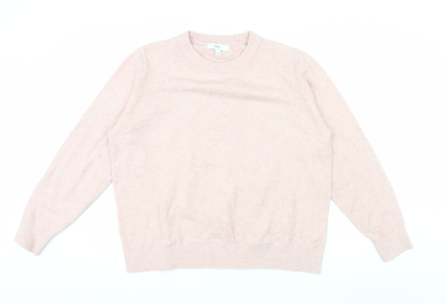 Marks and Spencer Womens Pink Crew Neck Knit Jumper L