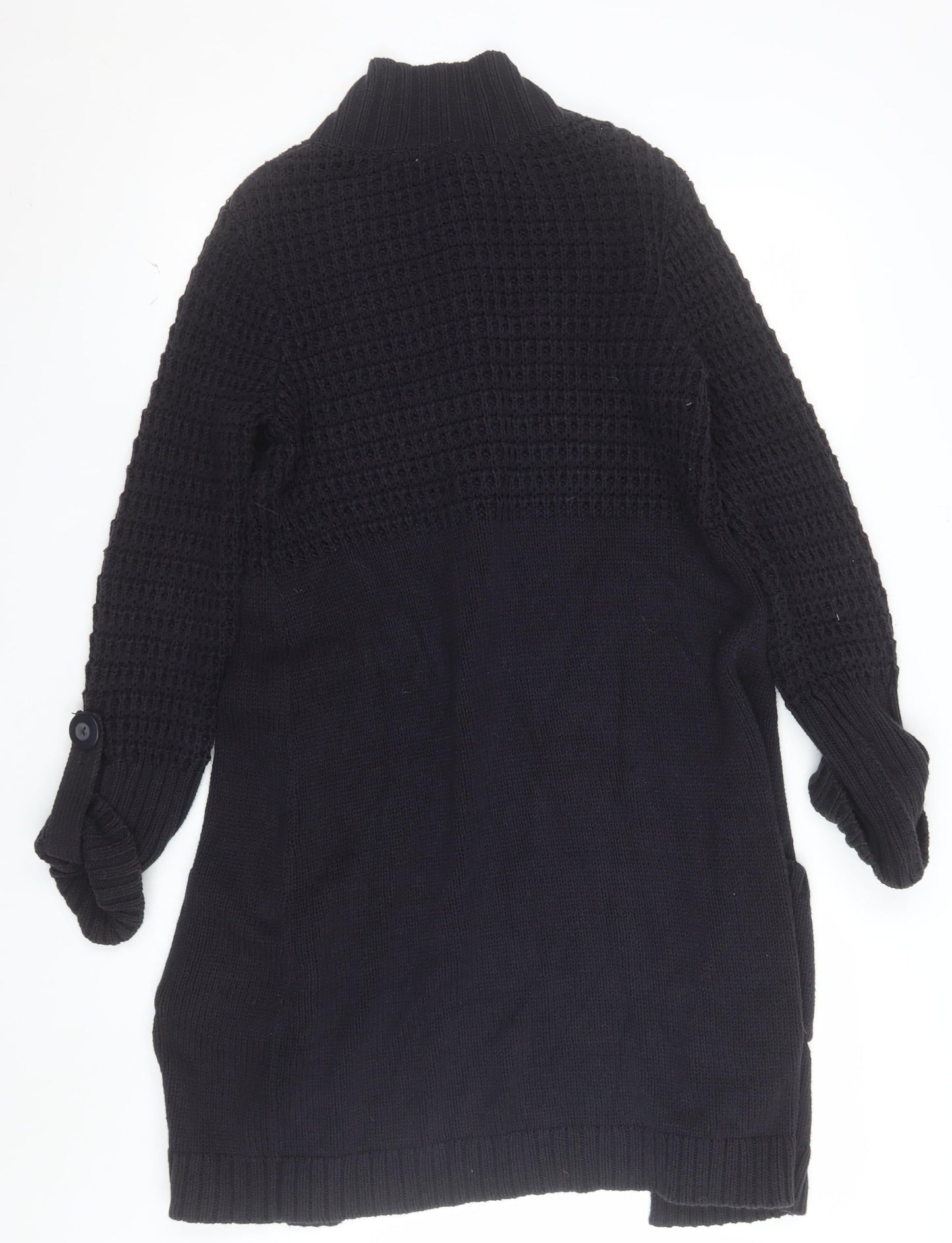 Laura Ashley Women's Black Cotton Knit Long Cardigan UK 12