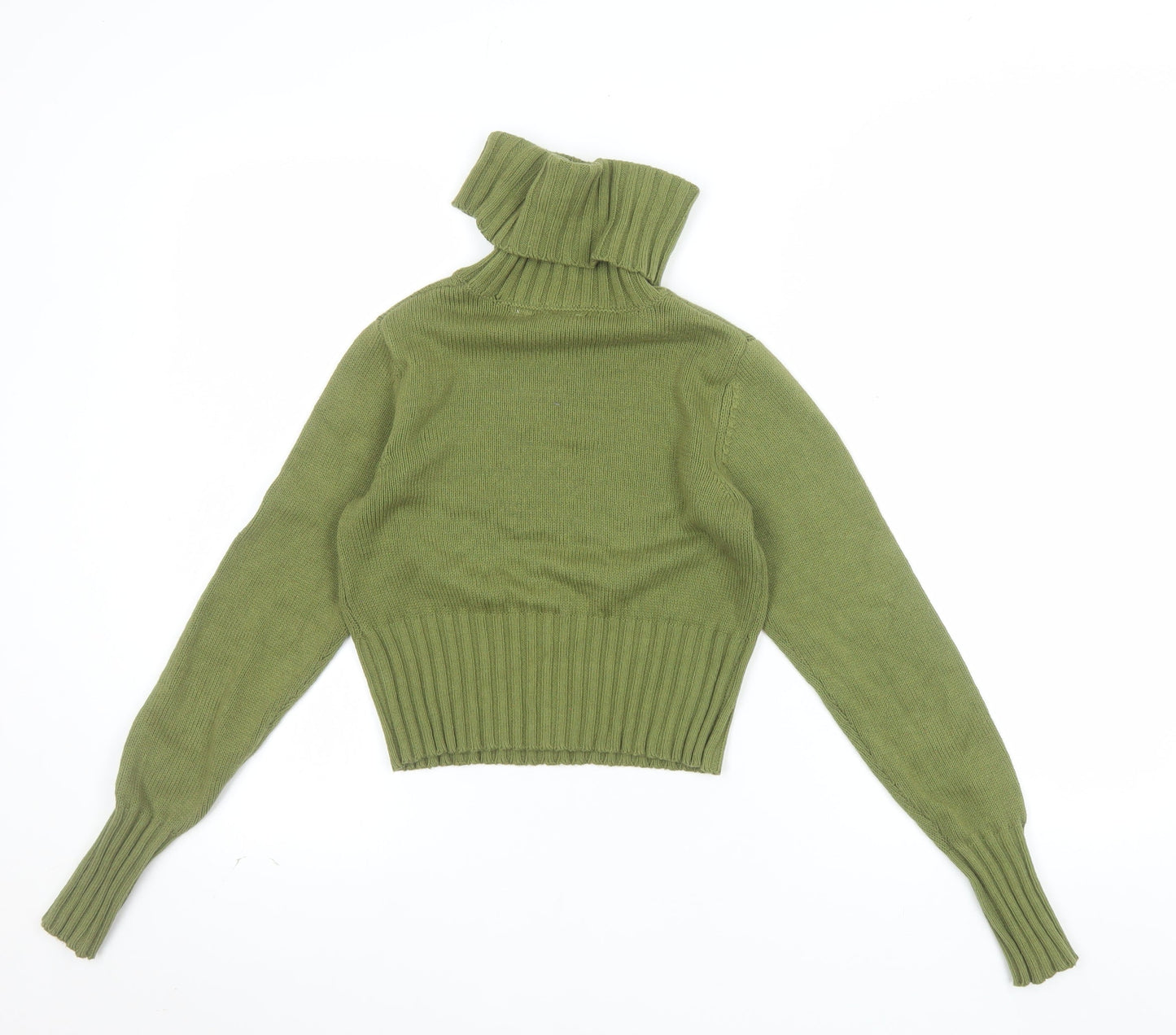 Collusion Women's Green Roll Neck Logo Jumper Size 4