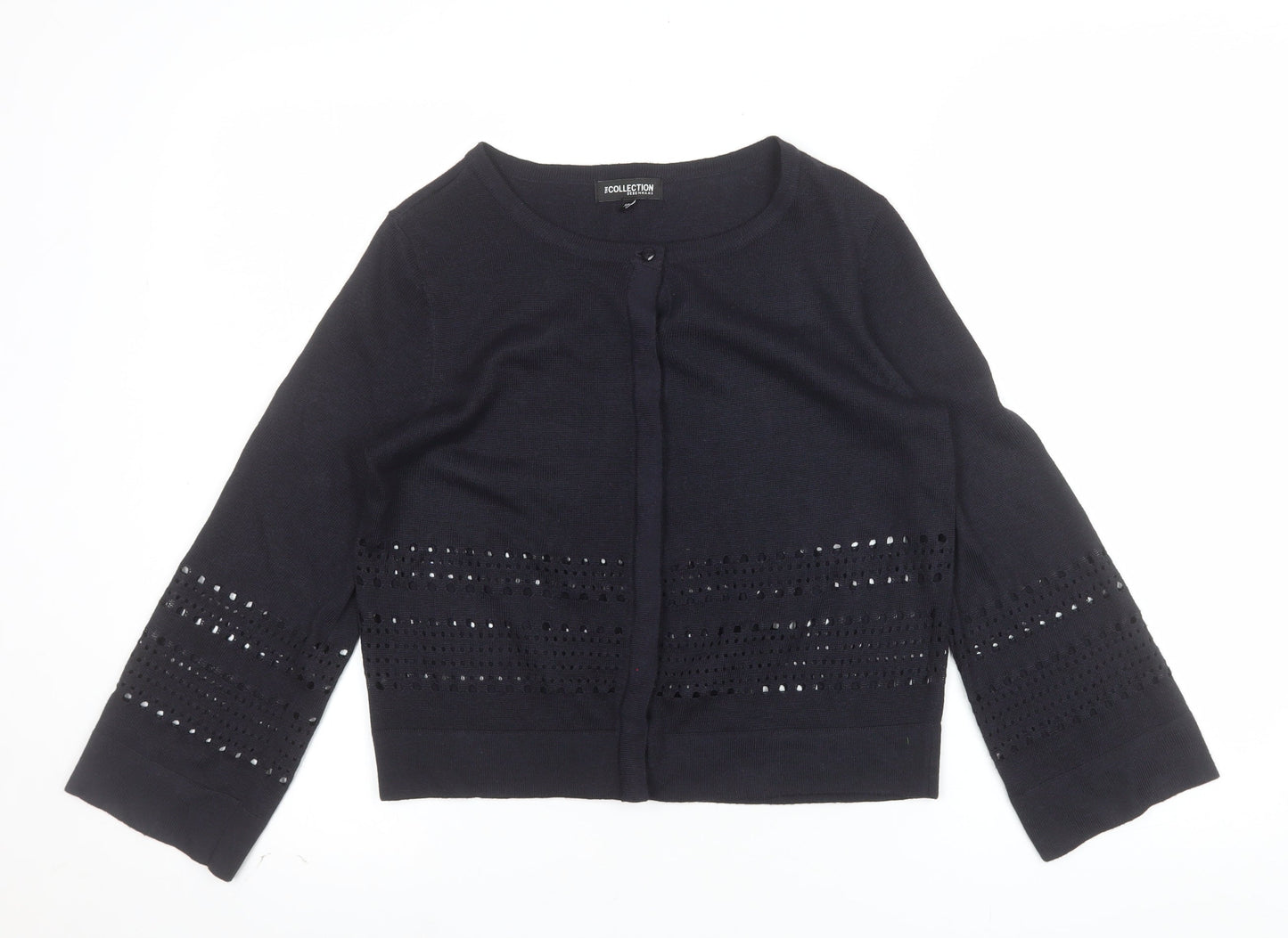 Debenhams Women’s Black Sequin Knit 3/4 Sleeve Cardigan Size 10