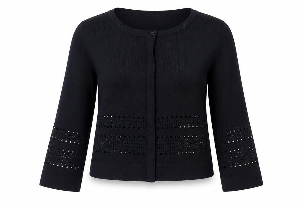 Debenhams Women’s Black Sequin Knit 3/4 Sleeve Cardigan Size 10