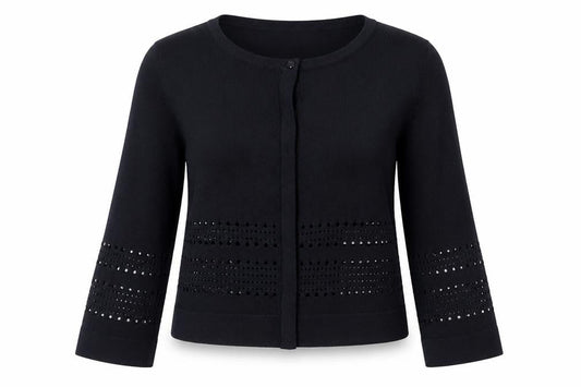 Debenhams Women’s Black Sequin Knit 3/4 Sleeve Cardigan Size 10