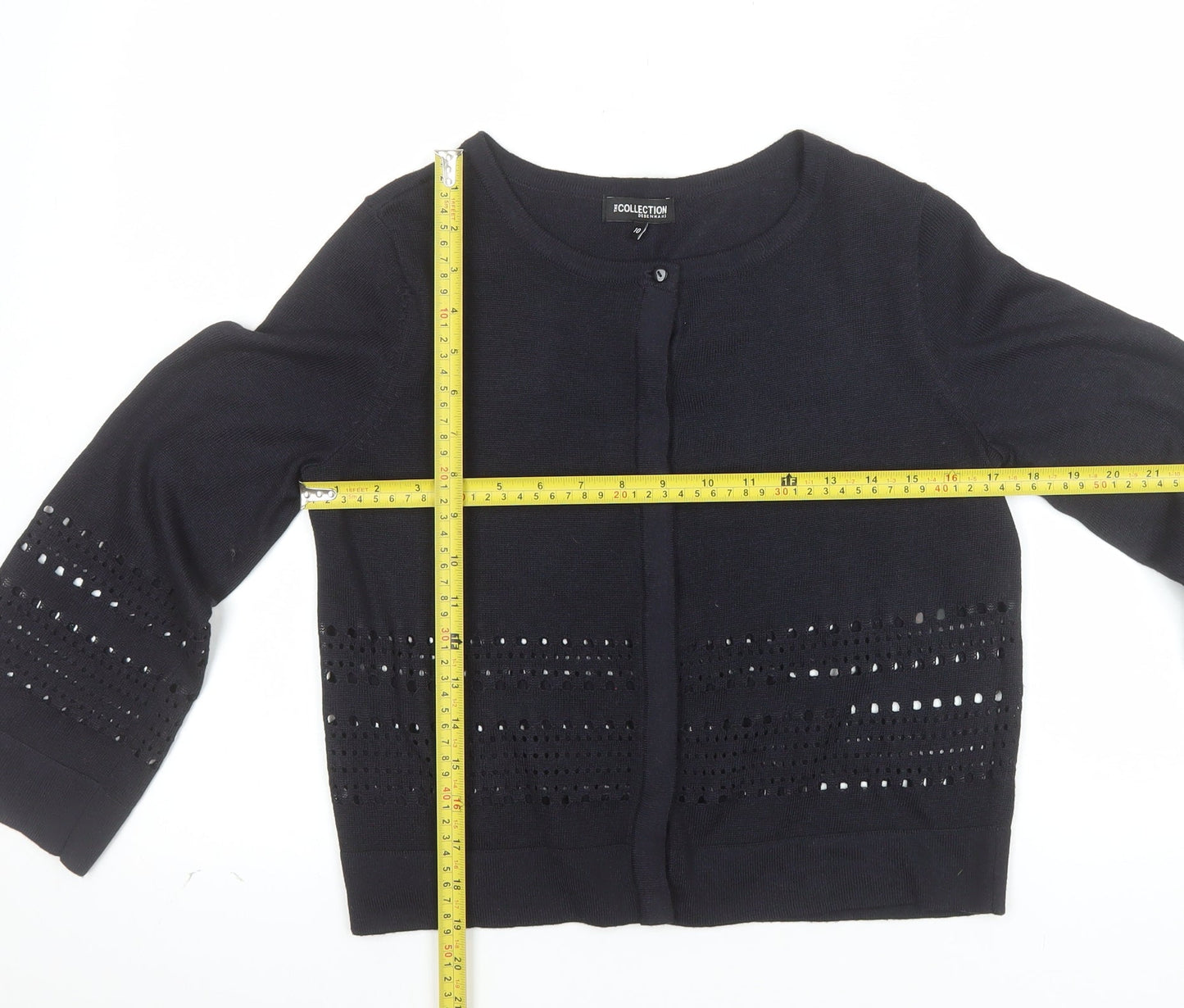 Debenhams Women’s Black Sequin Knit 3/4 Sleeve Cardigan Size 10