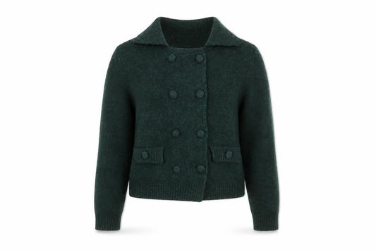 Mango Women's Green Collared Button Knit Cardigan XS
