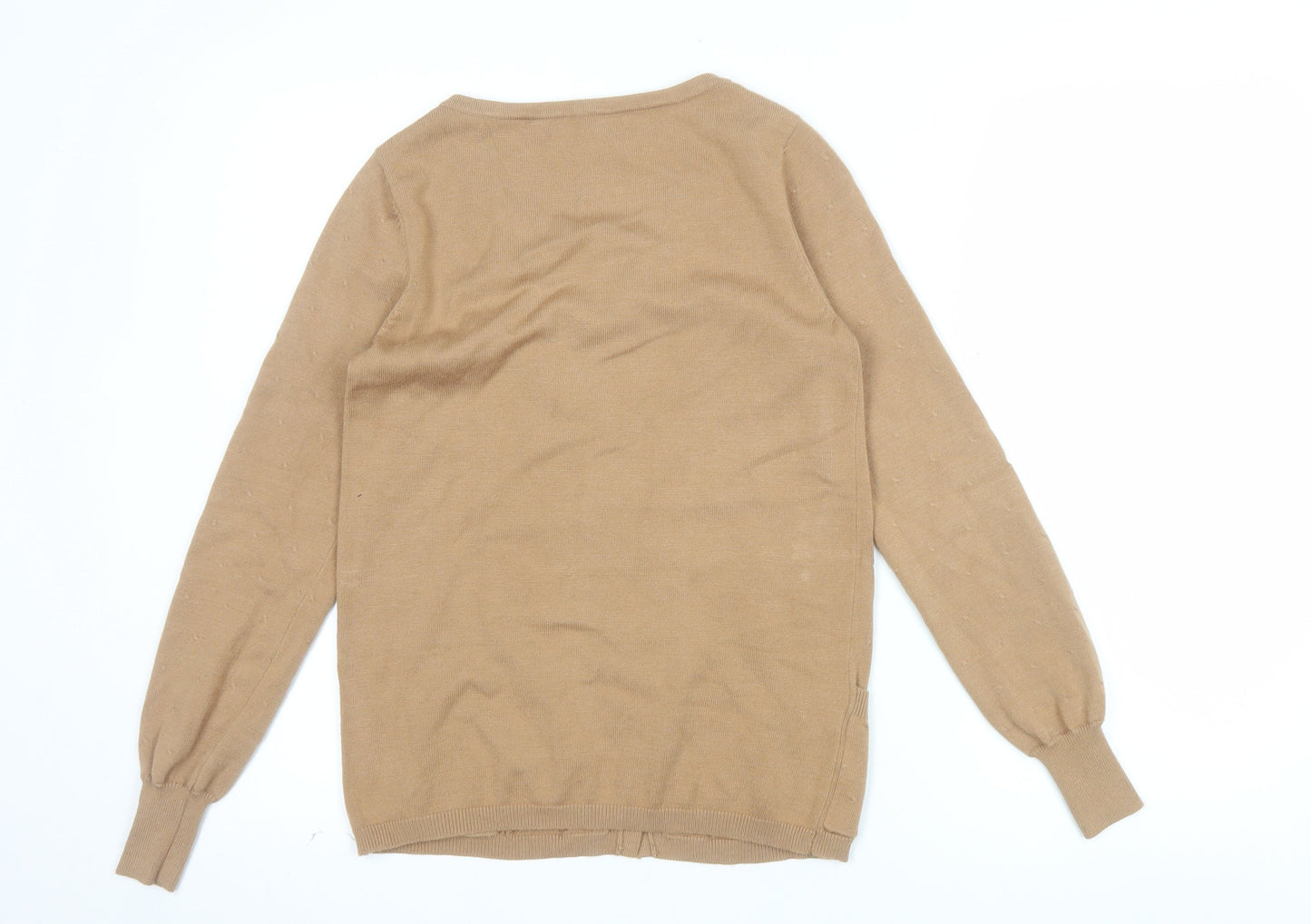 Viyella Women’s Beige Knit Cardigan S Long Sleeve Round Neck
