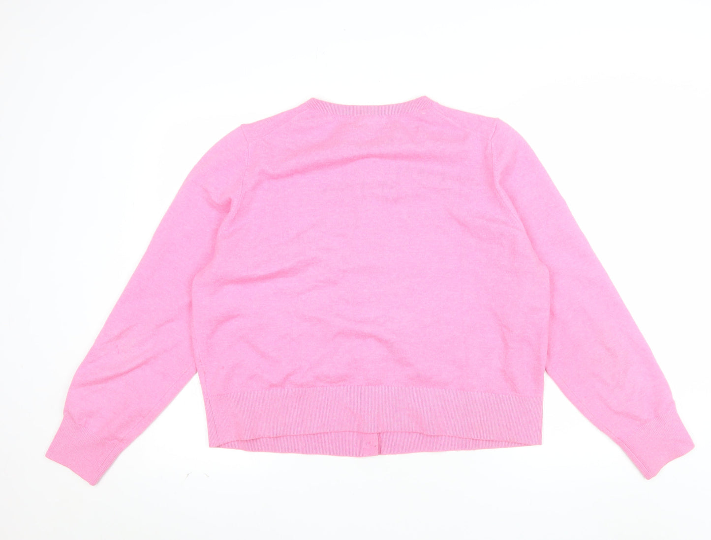 Marks and Spencer Women's Pink Cardigan XL Crew Neck Wool Blend
