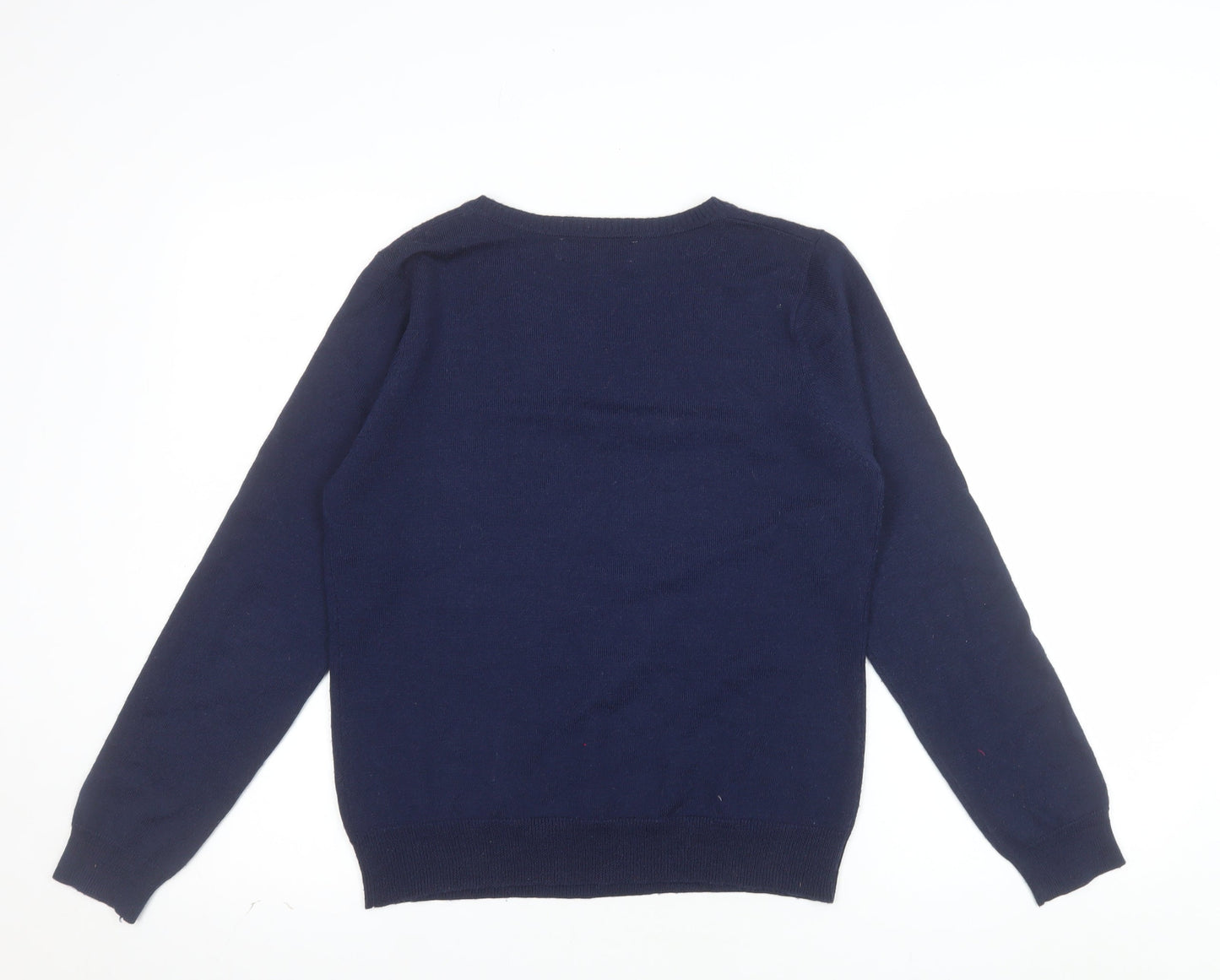 Deane & White Women’s Blue V-Neck Wool Blend Jumper Size 16