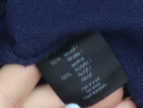 Deane & White Women’s Blue V-Neck Wool Blend Jumper Size 16