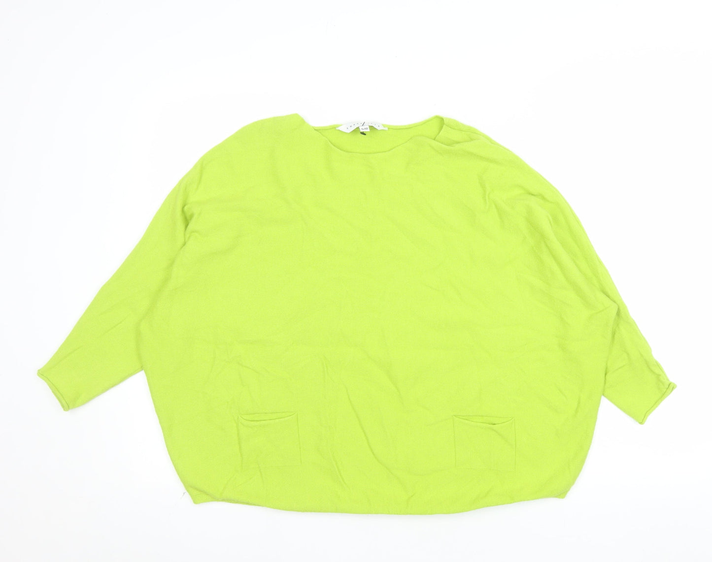 Amara Reya Women’s Green Boat Neck Relaxed Knit Jumper Size S