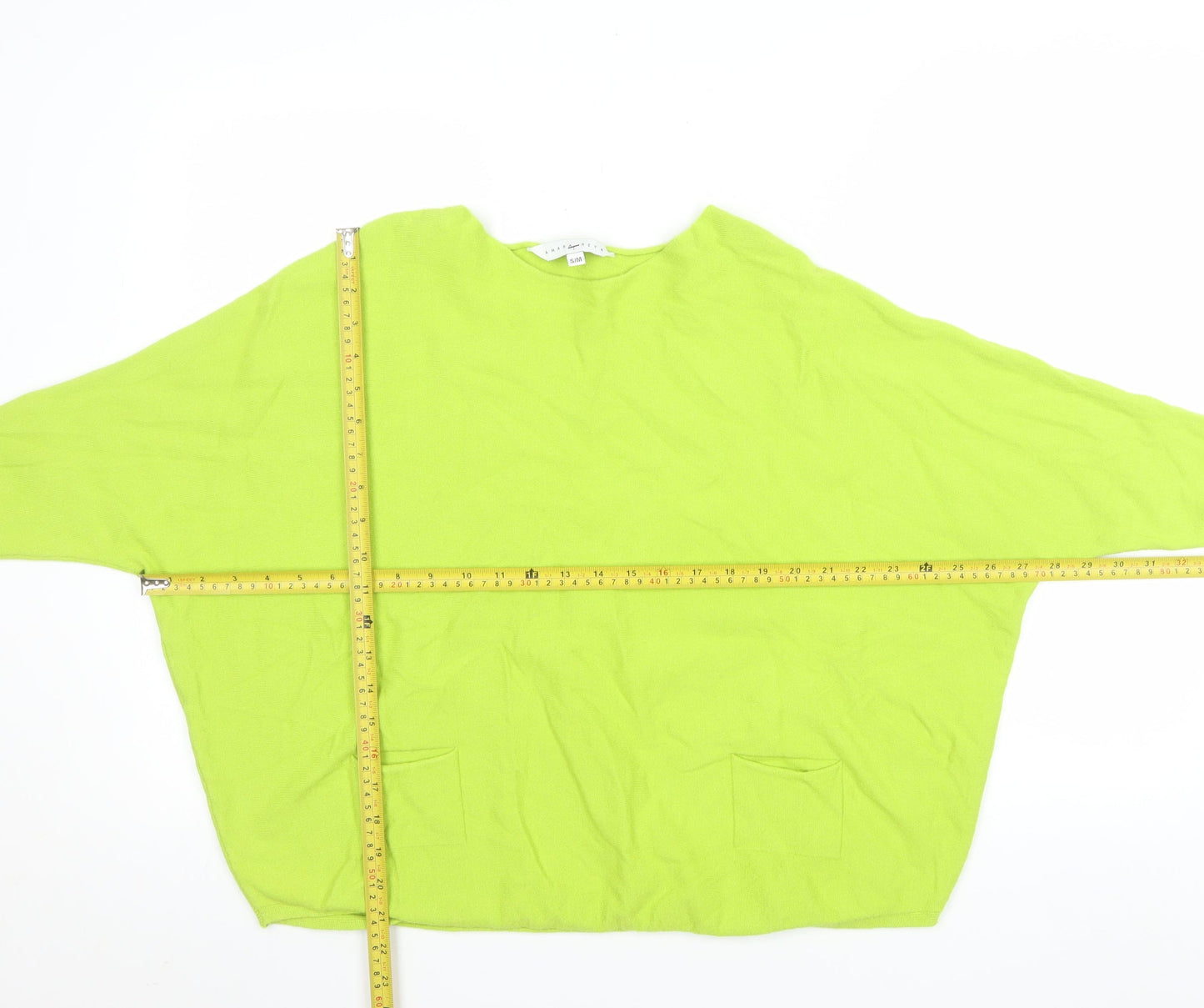 Amara Reya Women’s Green Boat Neck Relaxed Knit Jumper Size S